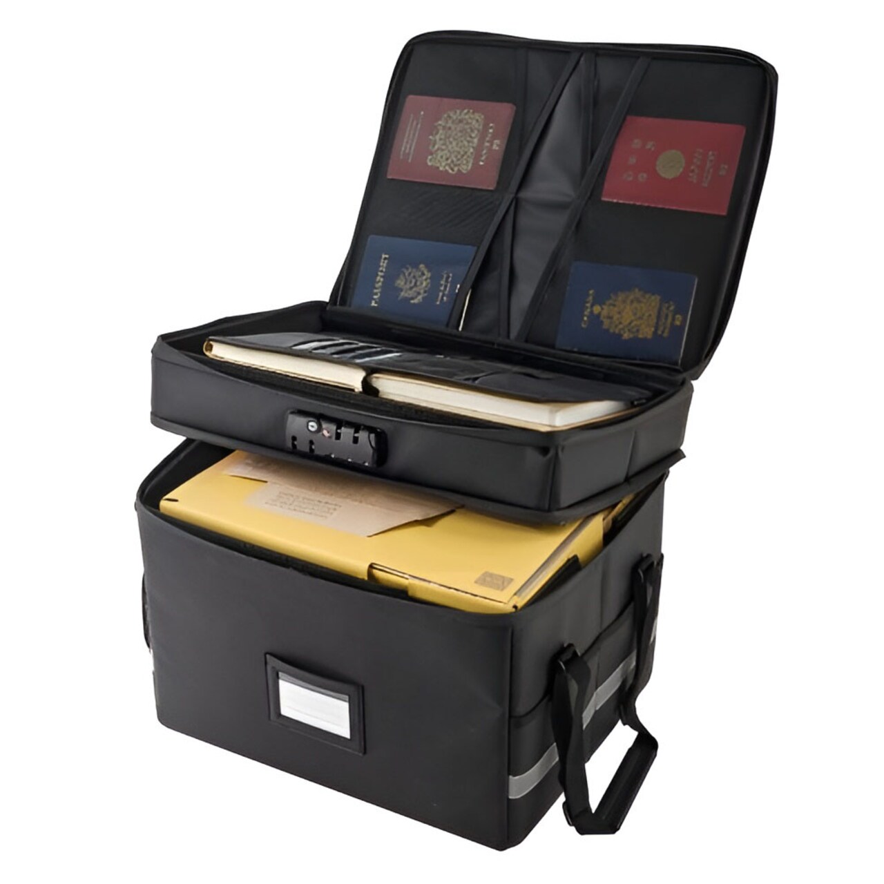 Portable Fireproof Document Box with Lock, 1832℉ Heat Insulated Two-Layer Storage for Files